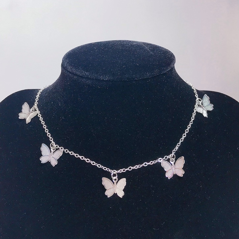 Silver Butterfly Choker Necklace